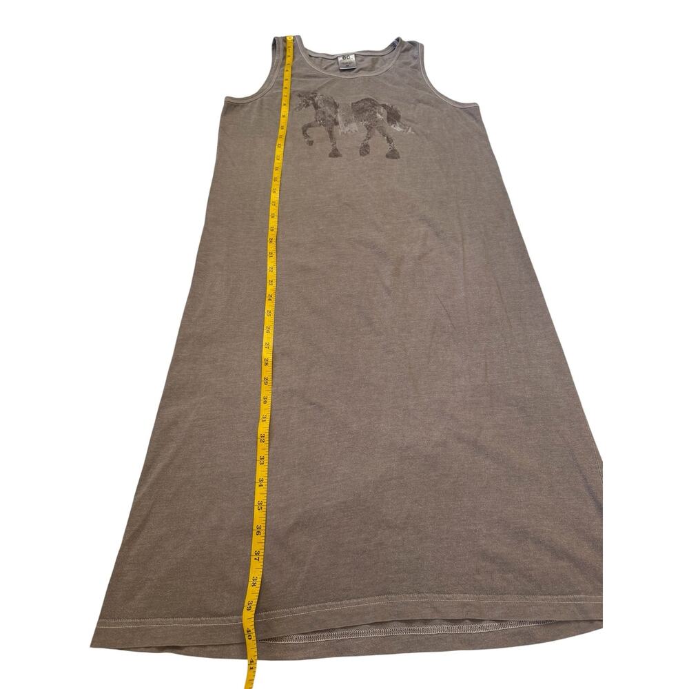 EARTH CREATION Horse Print Brown Cotton Tank Dress SZ Medium Organic Made in USA - Picture 8 of 8